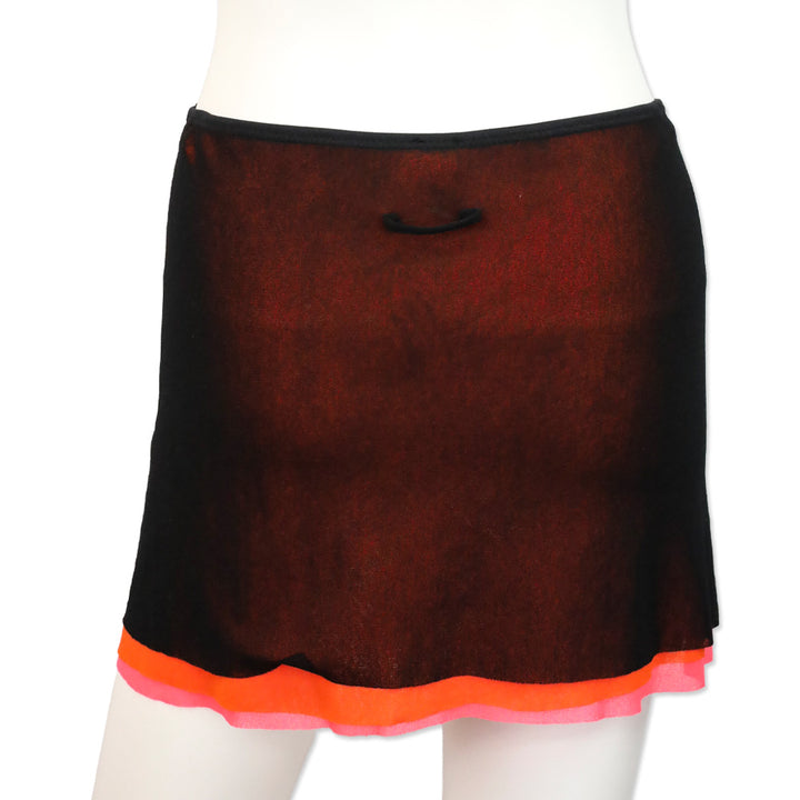 Jean Paul Gaultier Soleil Black/Orange/Pink Layered Mesh Wrap Mini Skirt