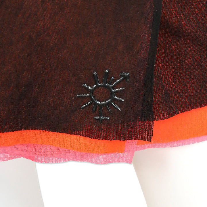 Jean Paul Gaultier Soleil Black/Orange/Pink Layered Mesh Wrap Mini Skirt