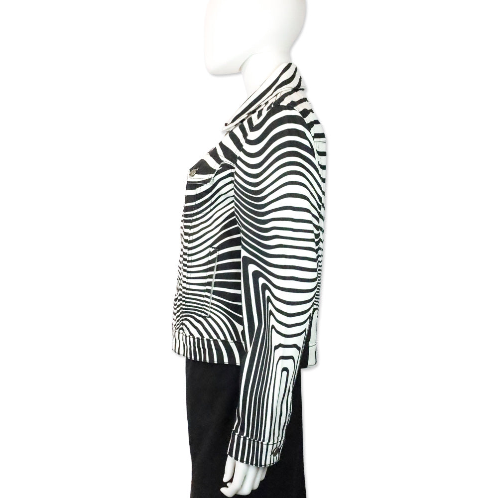 Jean Paul Gaultier White/Black Body Morphing Printed Denim Jacket