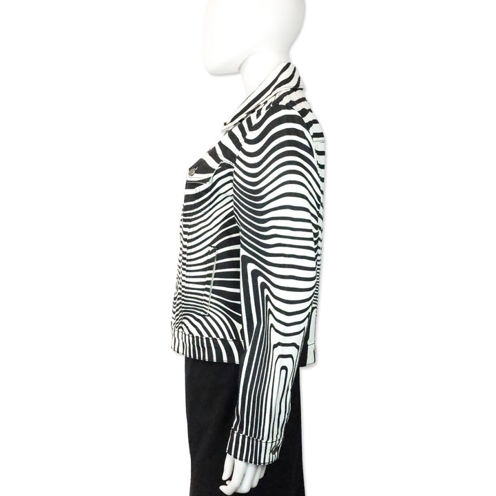 Jean Paul Gaultier White/Black Body Morphing Printed Denim Jacket