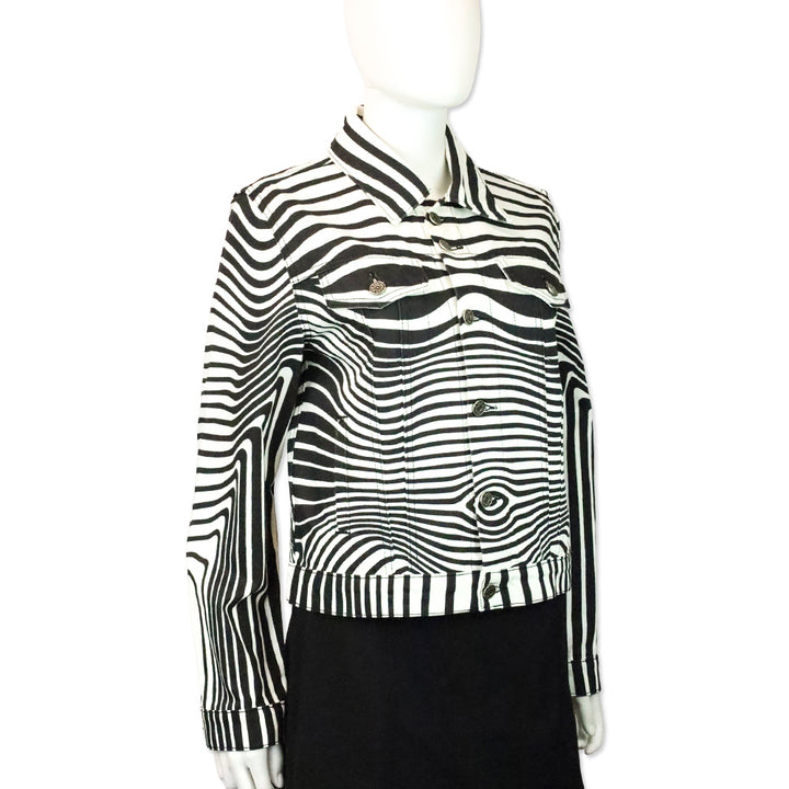 Jean Paul Gaultier White/Black Body Morphing Printed Denim Jacket
