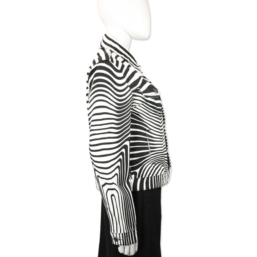 Jean Paul Gaultier White/Black Body Morphing Printed Denim Jacket