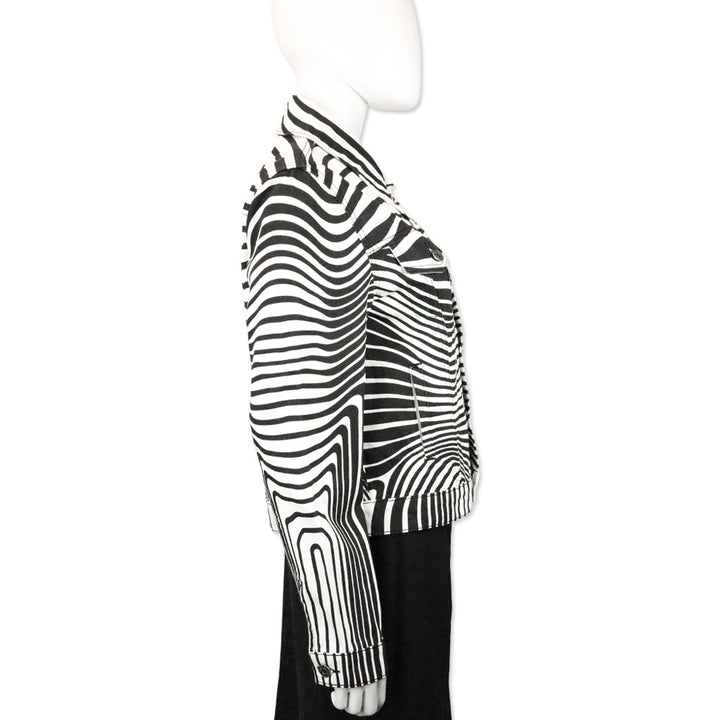 Jean Paul Gaultier White/Black Body Morphing Printed Denim Jacket