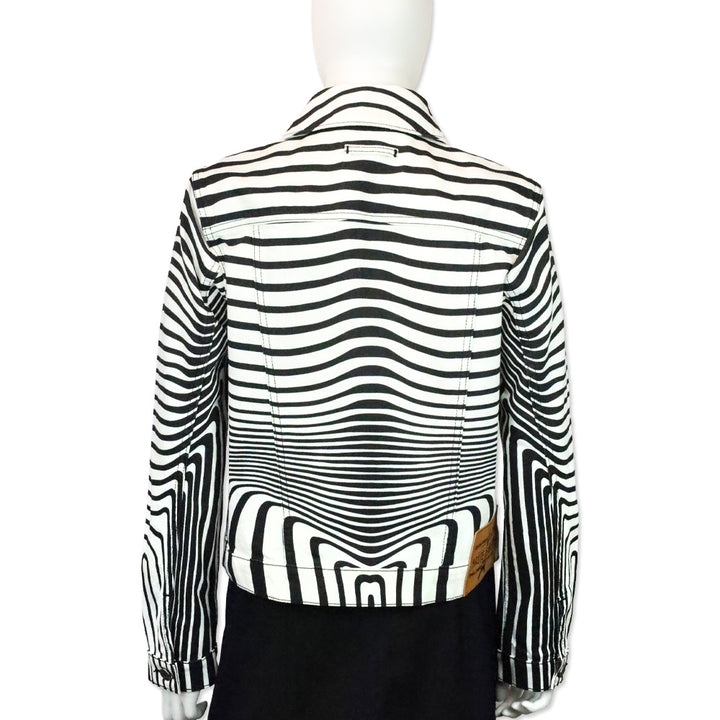 Jean Paul Gaultier White/Black Body Morphing Printed Denim Jacket
