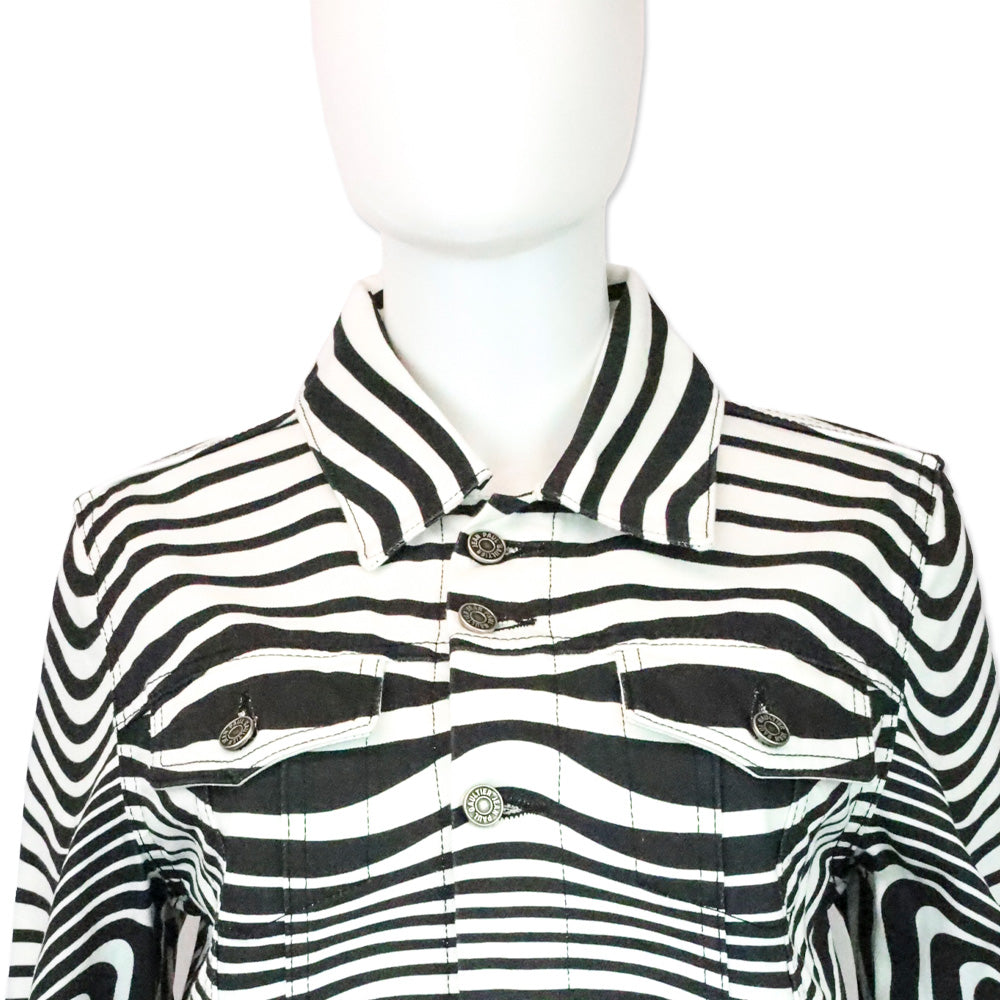 Jean Paul Gaultier White/Black Body Morphing Printed Denim Jacket