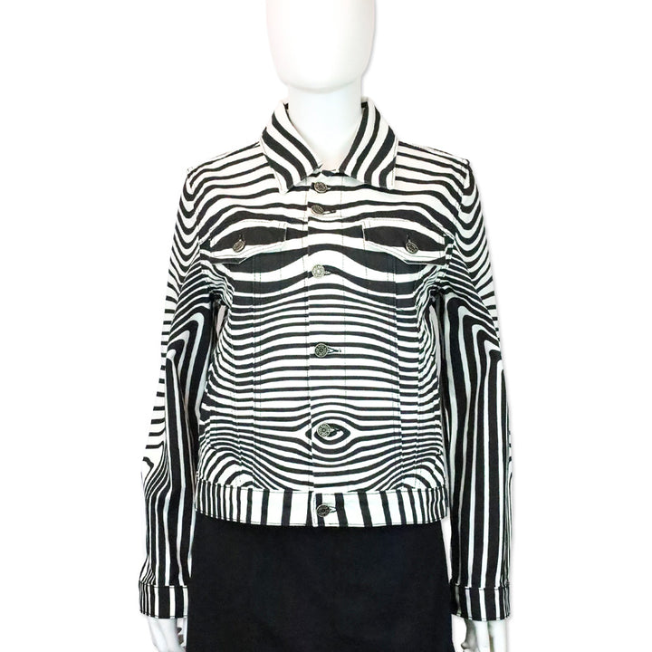 Jean Paul Gaultier White/Black Body Morphing Printed Denim Jacket