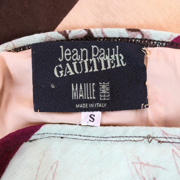 Jean Paul Gaultier Maille Femme Floral Sketch Stripe Jersey Maxi Skirt