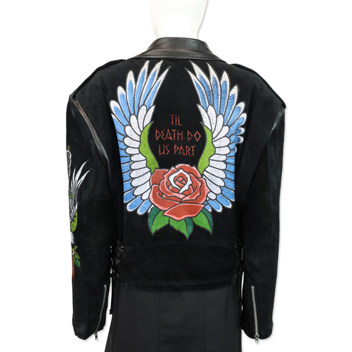 Jeff Hamilton Tattoo Til Death Do Us Part Black Suede Leather Motorcycle Jacket
