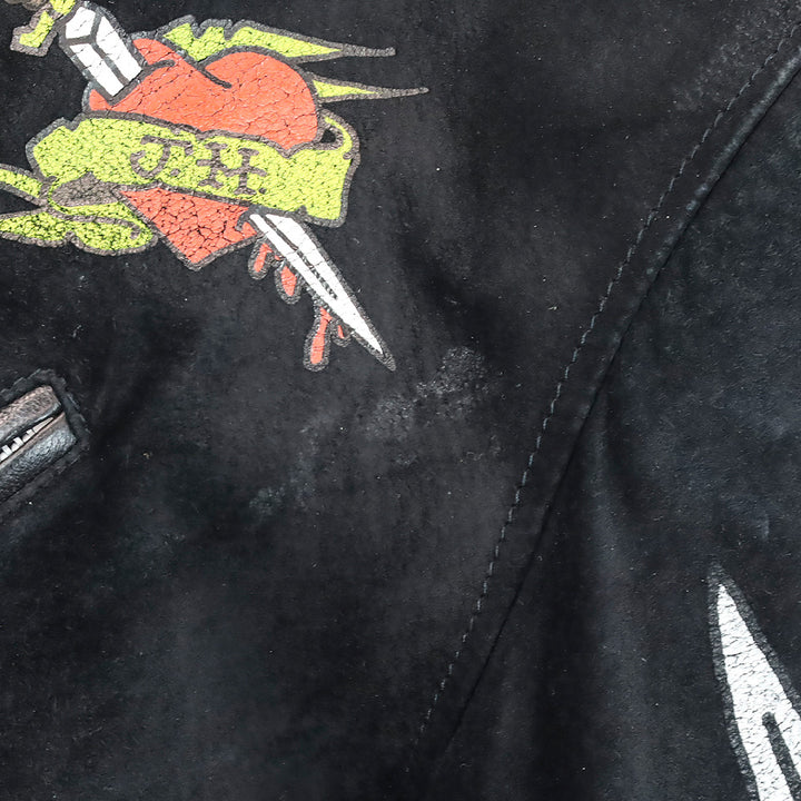 Jeff Hamilton Tattoo Til Death Do Us Part Black Suede Leather Motorcycle Jacket