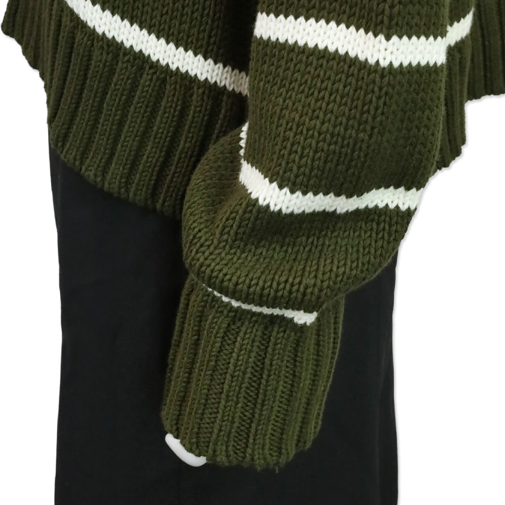 Jenni Kayne Army Green/White Stripe Chloe Crewneck Sweater