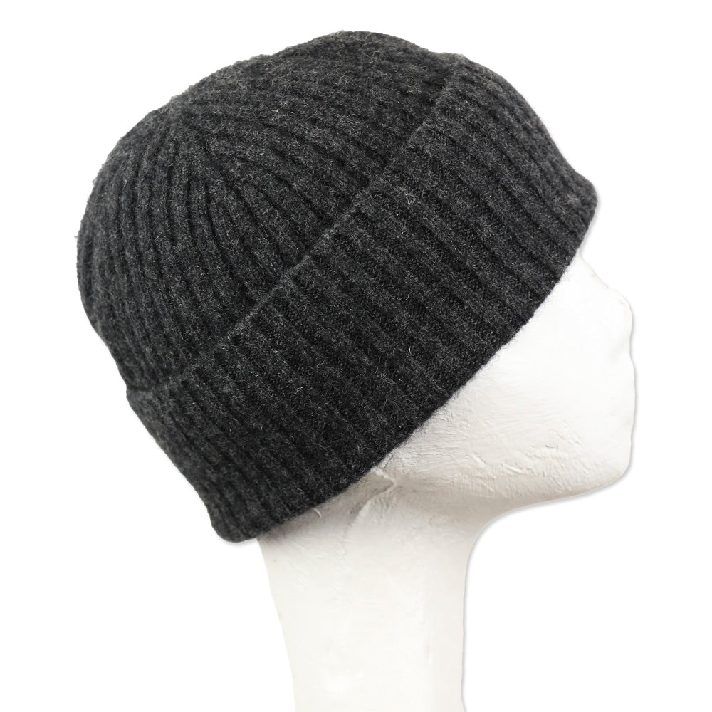 Jenni Kayne Charcoal Grey Ribbed Knit Cashmere Beanie