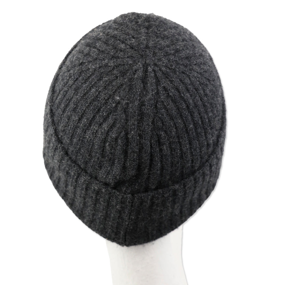 Jenni Kayne Charcoal Grey Ribbed Knit Cashmere Beanie