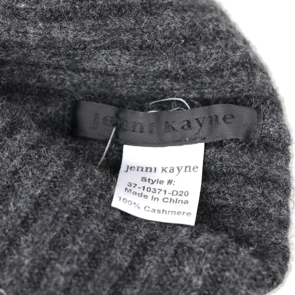 Jenni Kayne Charcoal Grey Ribbed Knit Cashmere Beanie