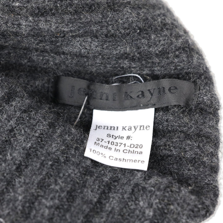 Jenni Kayne Charcoal Grey Ribbed Knit Cashmere Beanie