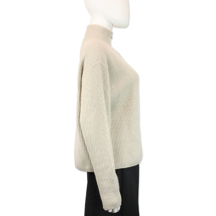 Jenni Kayne Grey Ribbed Knit Cashmere Half Zip