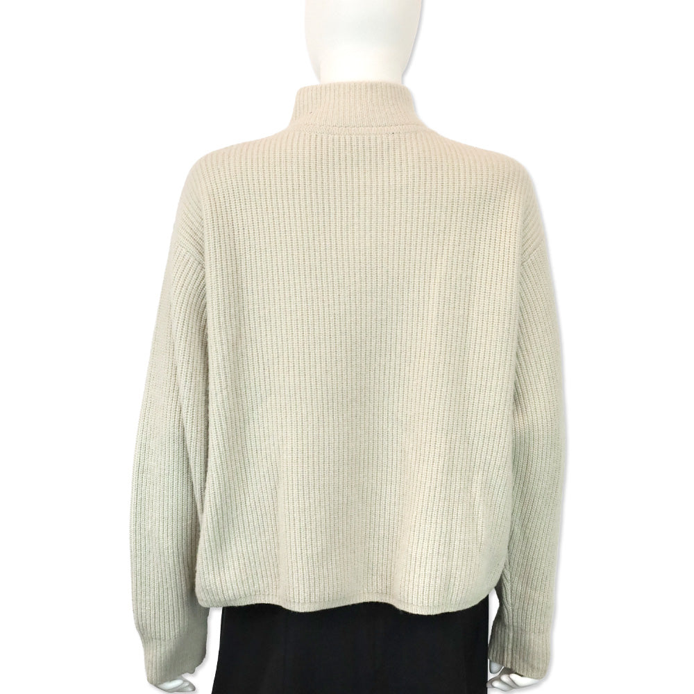 Jenni Kayne Grey Ribbed Knit Cashmere Half Zip