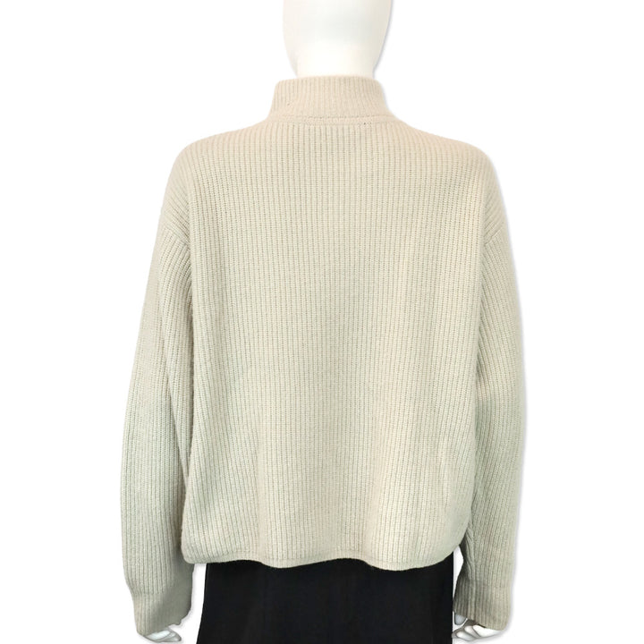 Jenni Kayne Grey Ribbed Knit Cashmere Half Zip