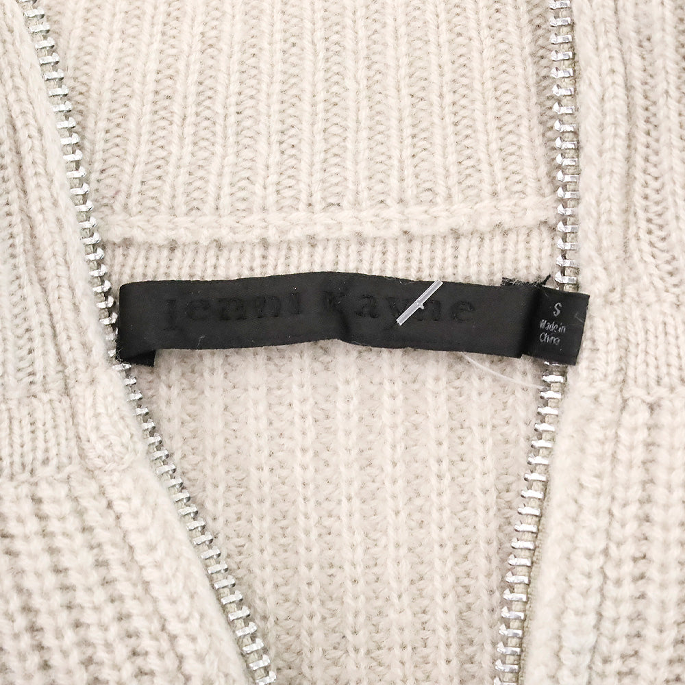 Jenni Kayne Grey Ribbed Knit Cashmere Half Zip