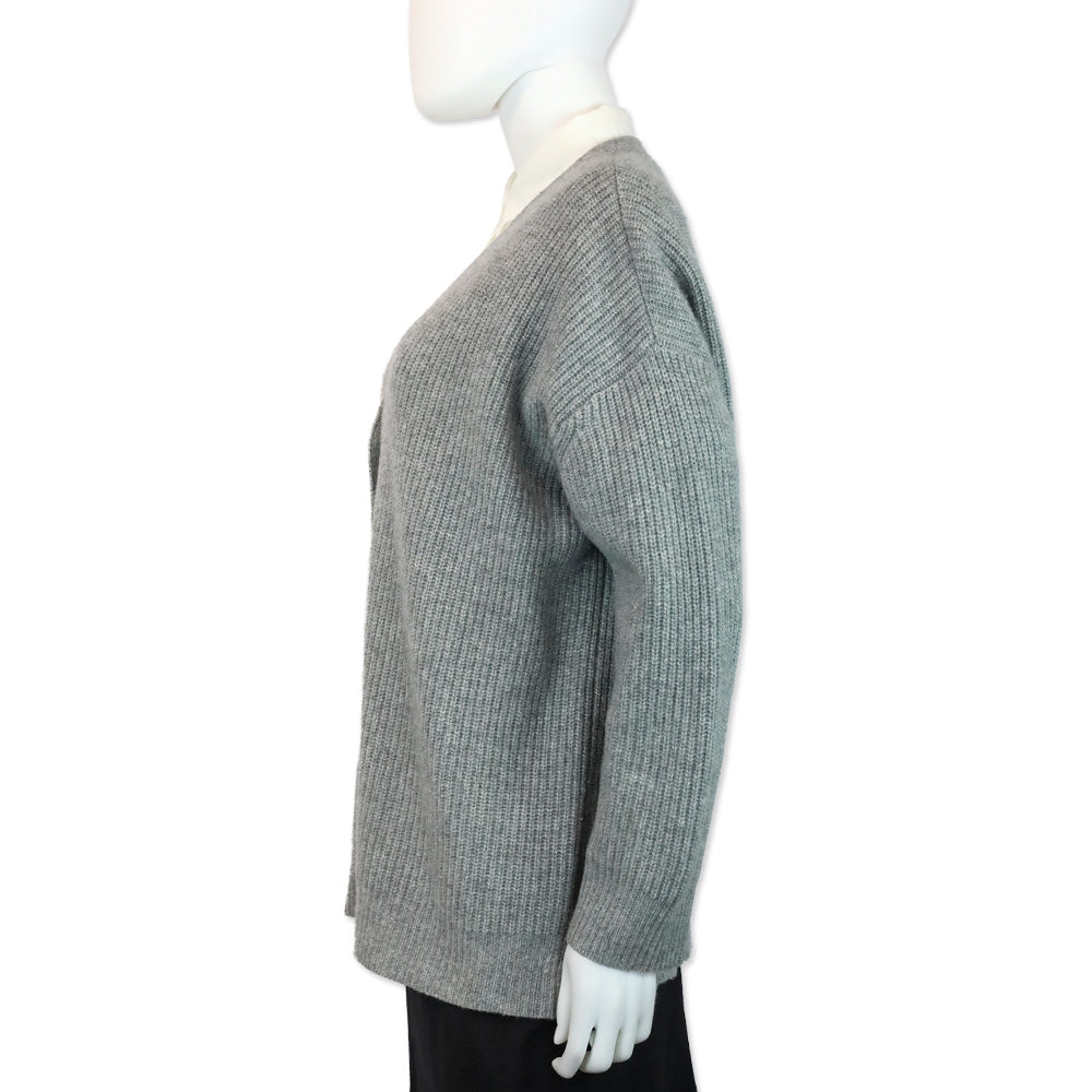 Jenni Kayne Heather Grey Ribbed Knit Cashmere Cocoon Cardigan