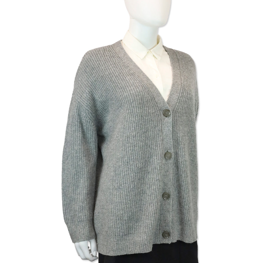 Jenni Kayne Heather Grey Ribbed Knit Cashmere Cocoon Cardigan