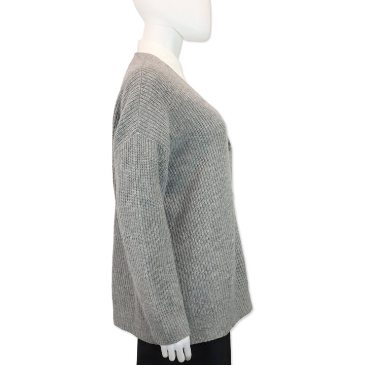 Jenni Kayne Heather Grey Ribbed Knit Cashmere Cocoon Cardigan