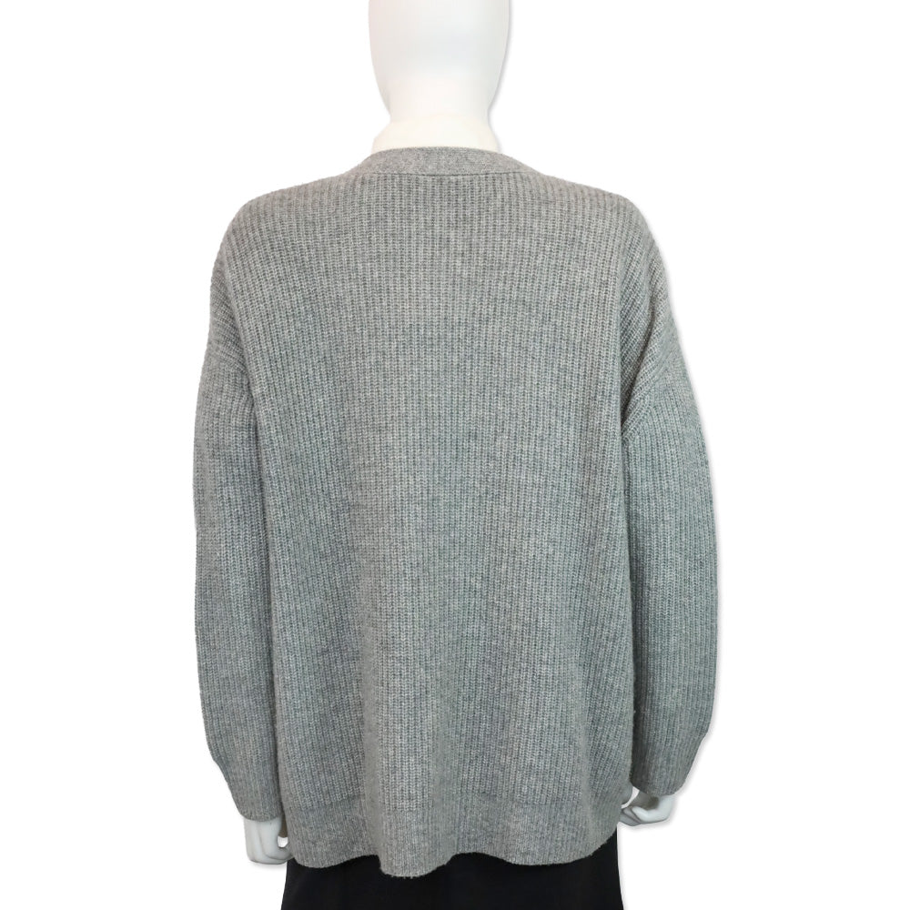 Jenni Kayne Heather Grey Ribbed Knit Cashmere Cocoon Cardigan