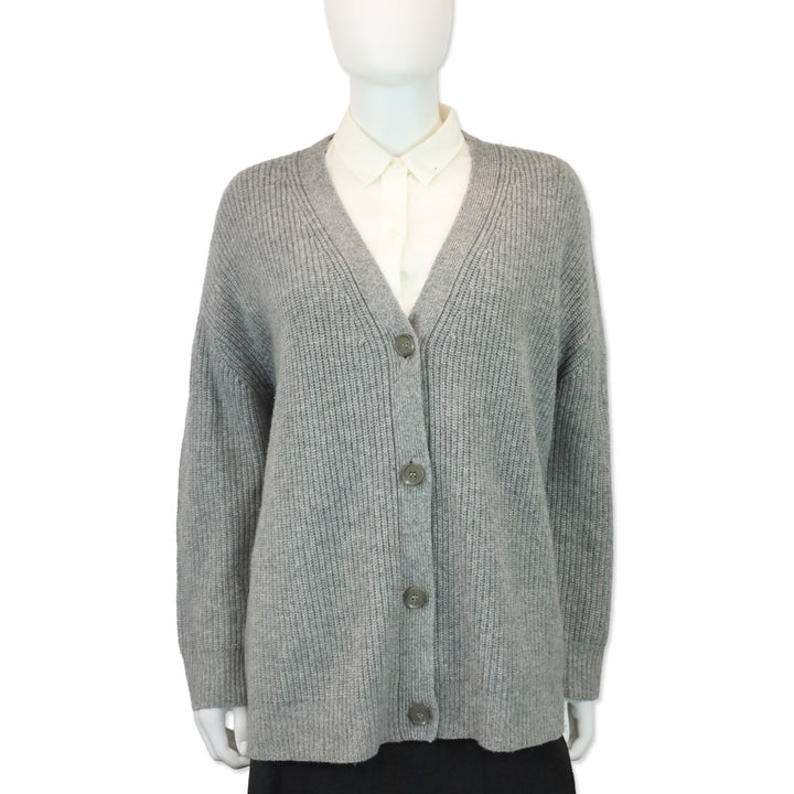 Jenni Kayne Heather Grey Ribbed Knit Cashmere Cocoon Cardigan