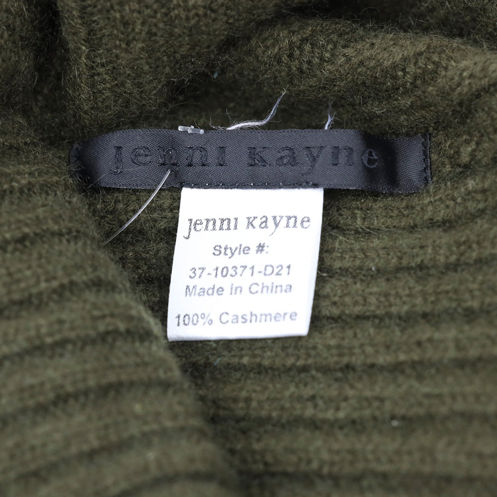 Jenni Kayne Olive Green Ribbed Knit Cashmere Beanie