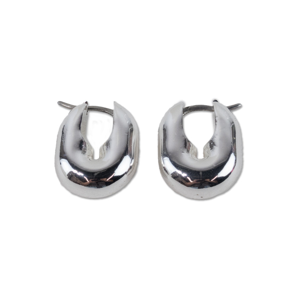 Jenny Bird Silver Puffy U-Link Hoop Earrings