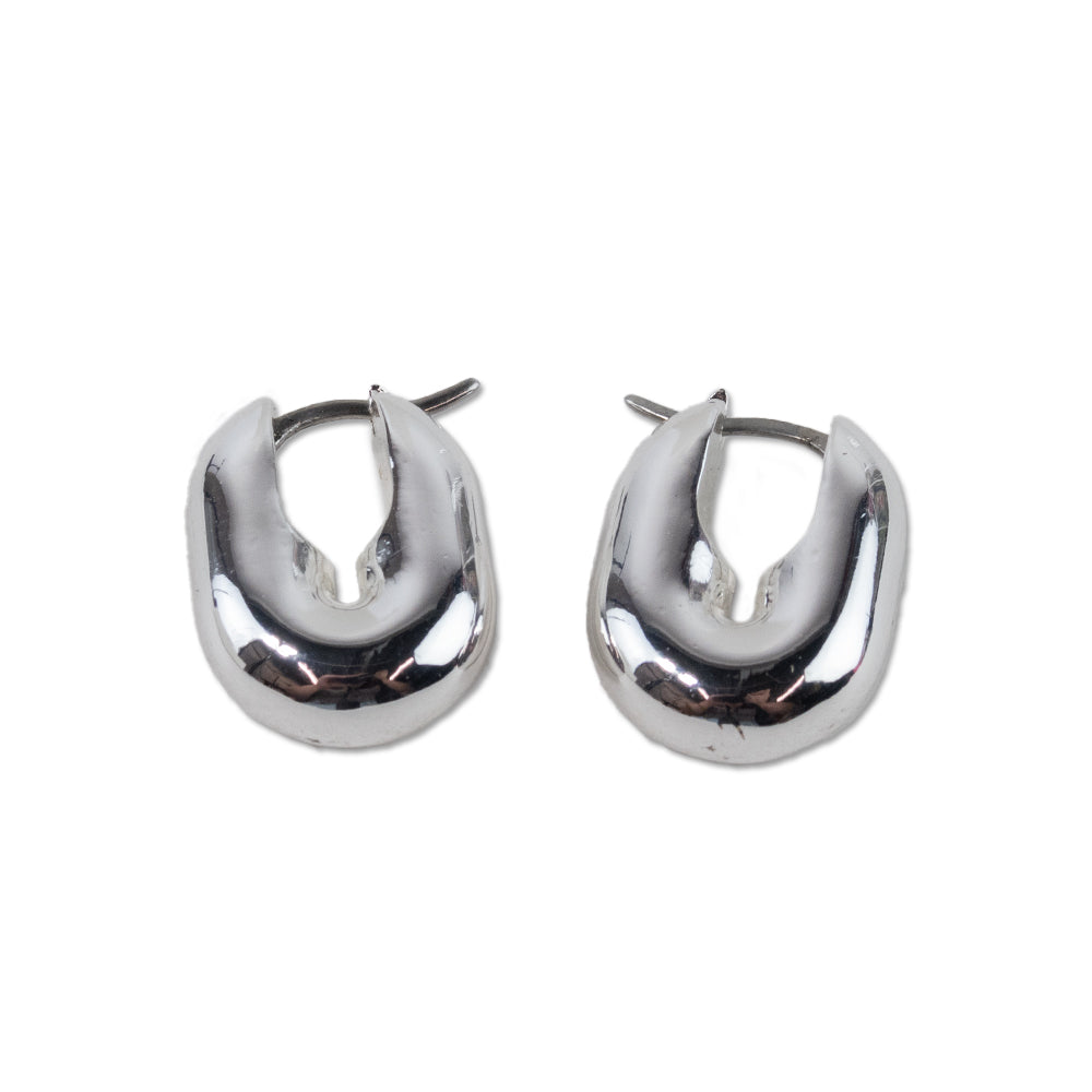 Jenny Bird Silver Puffy U-Link Hoop Earrings