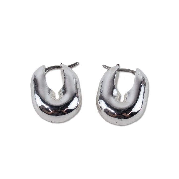 Jenny Bird Silver Puffy U-Link Hoop Earrings