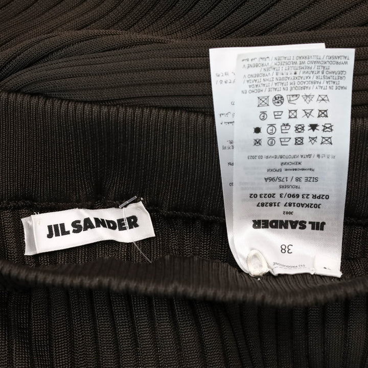 Jil Sander Dark Brown Ribbed-Knit Rayon Flared Trousers