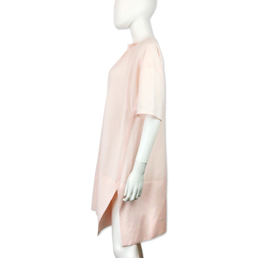 Jil Sander Light Pink Sheer Keyhole Midi Shift Dress