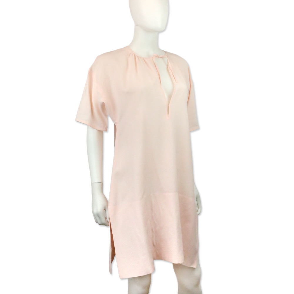 Jil Sander Light Pink Sheer Keyhole Midi Shift Dress