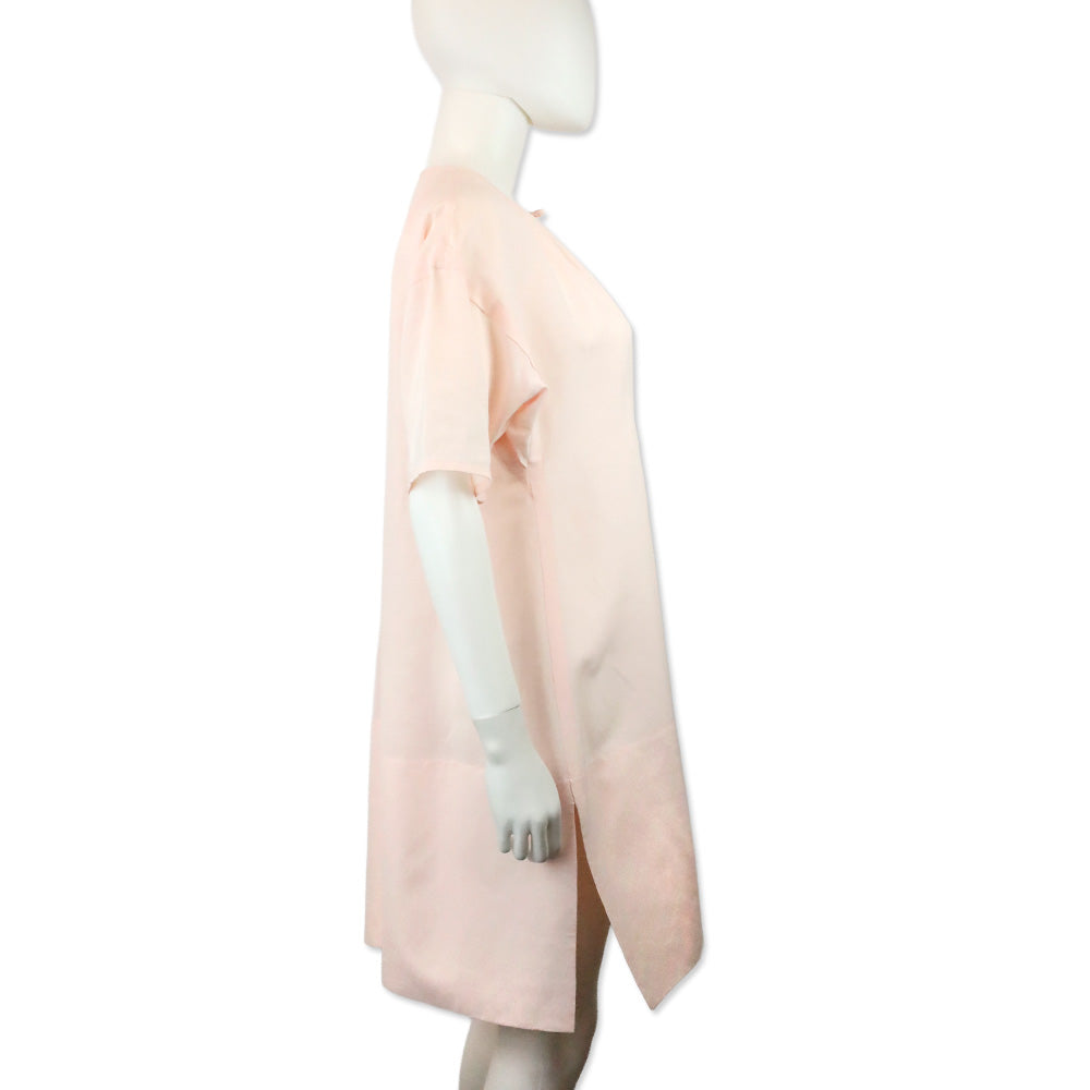 Jil Sander Light Pink Sheer Keyhole Midi Shift Dress