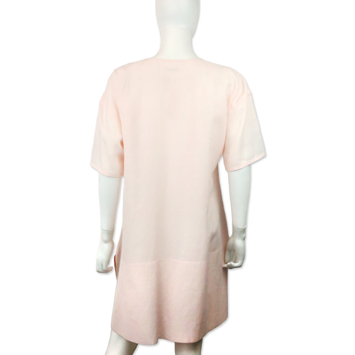 Jil Sander Light Pink Sheer Keyhole Midi Shift Dress