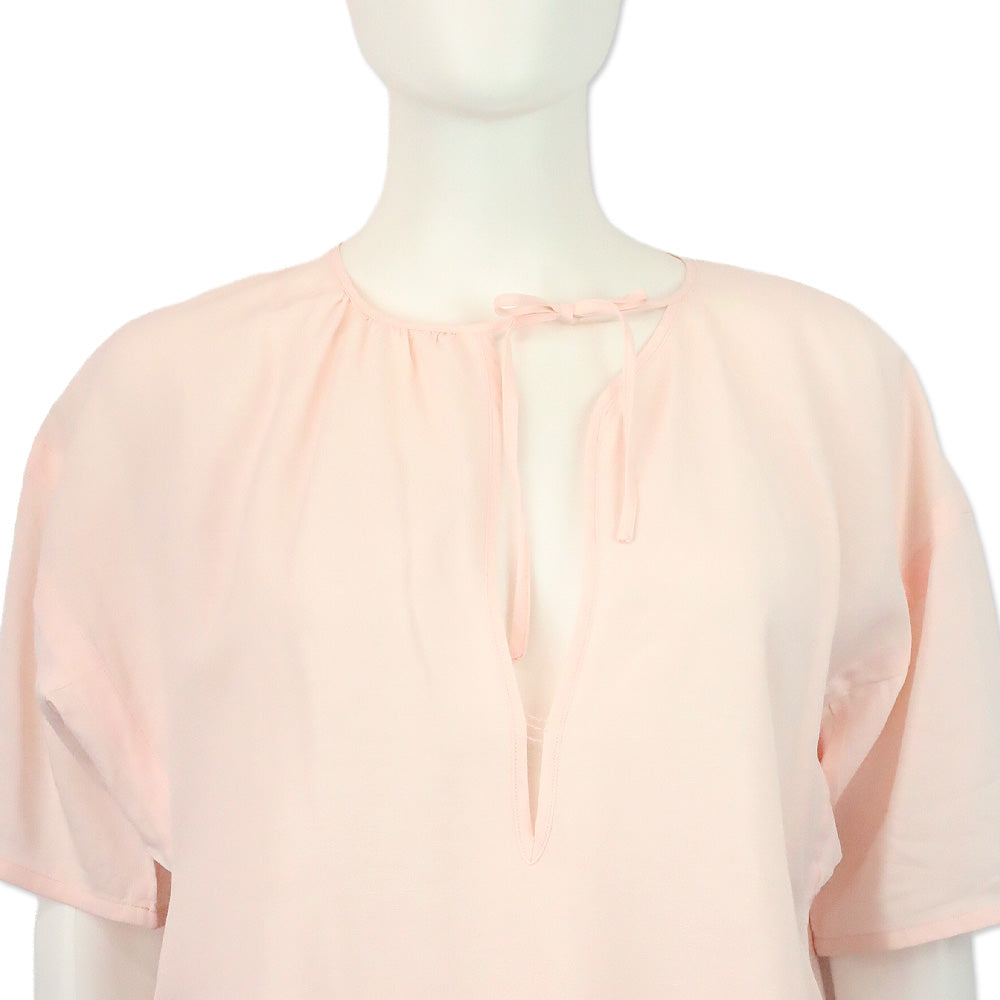 Jil Sander Light Pink Sheer Keyhole Midi Shift Dress