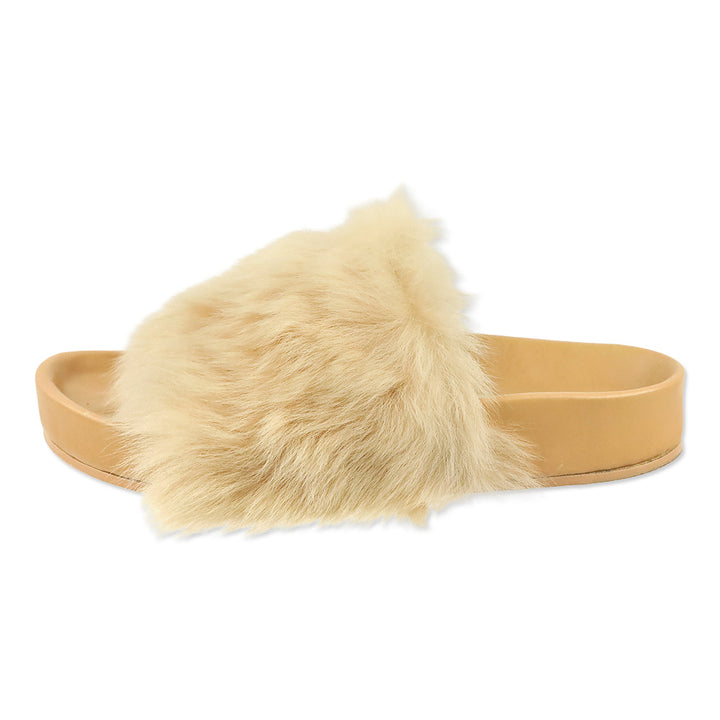 Jil Sander Peach Toscana Faux Shearling Fur Slide Sandal