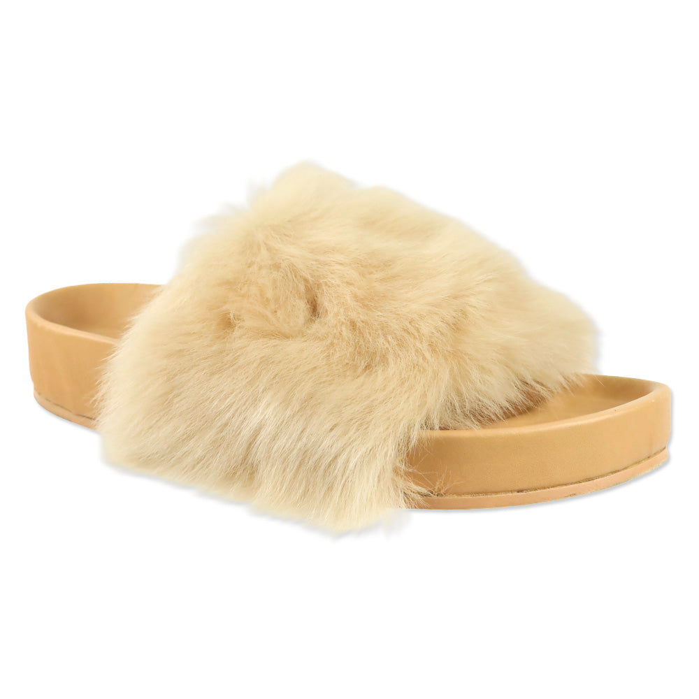 Jil Sander Peach Toscana Faux Shearling Fur Slide Sandal