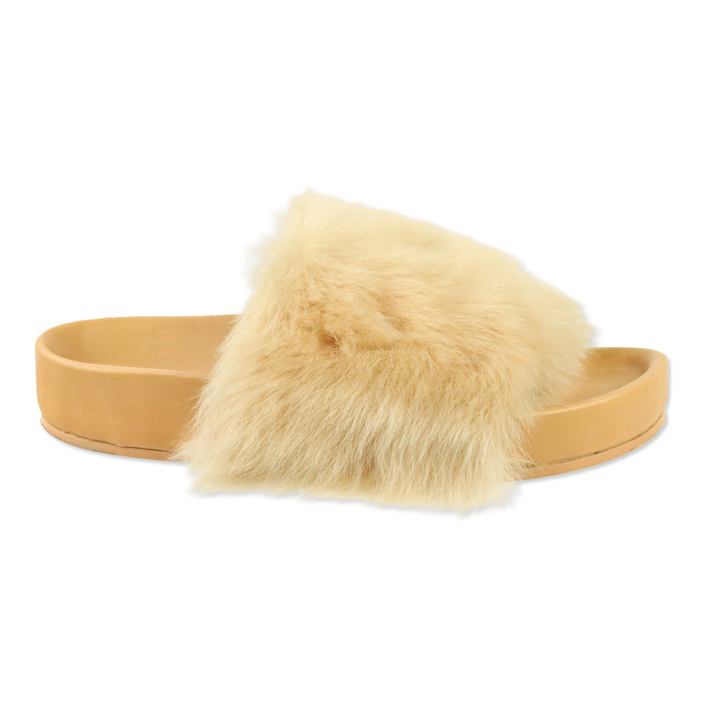 Jil Sander Peach Toscana Faux Shearling Fur Slide Sandal