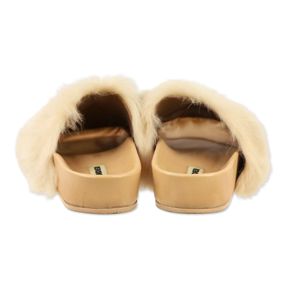 Jil Sander Peach Toscana Faux Shearling Fur Slide Sandal