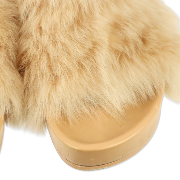 Jil Sander Peach Toscana Faux Shearling Fur Slide Sandal