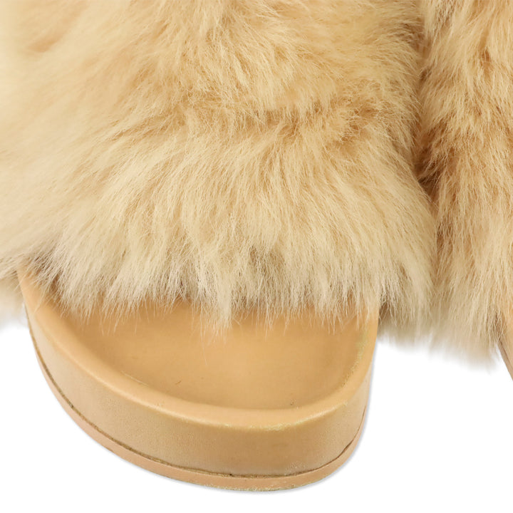 Jil Sander Peach Toscana Faux Shearling Fur Slide Sandal