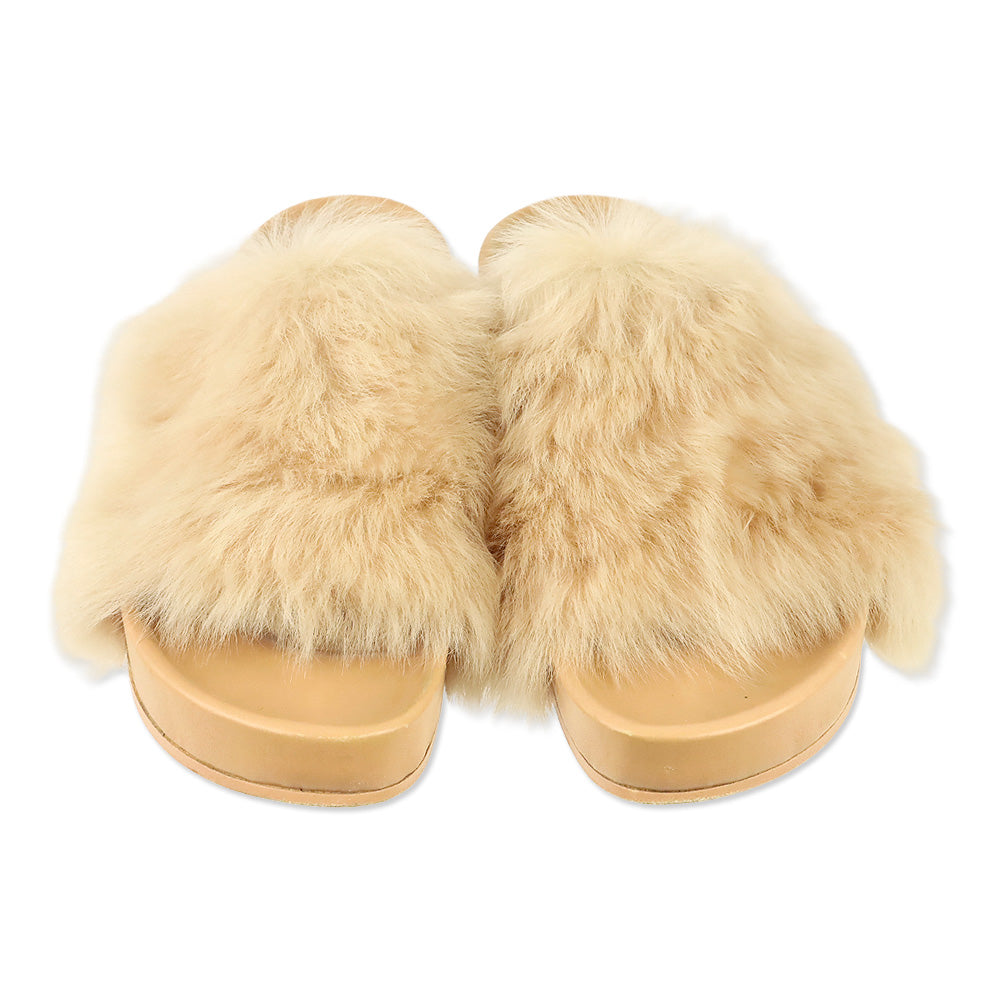 Jil Sander Peach Toscana Faux Shearling Fur Slide Sandal