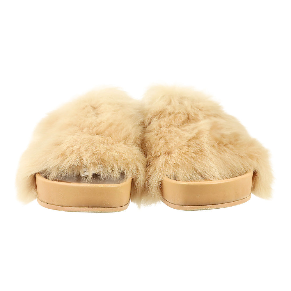 Jil Sander Peach Toscana Faux Shearling Fur Slide Sandal