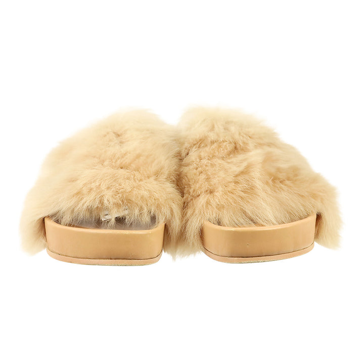Jil Sander Peach Toscana Faux Shearling Fur Slide Sandal