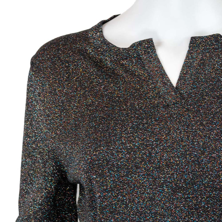 Jil Sander Black V-Neck Glitter Knit Top