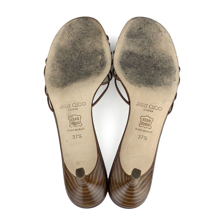 Jimmy Choo Brown Leather Slide Sandals