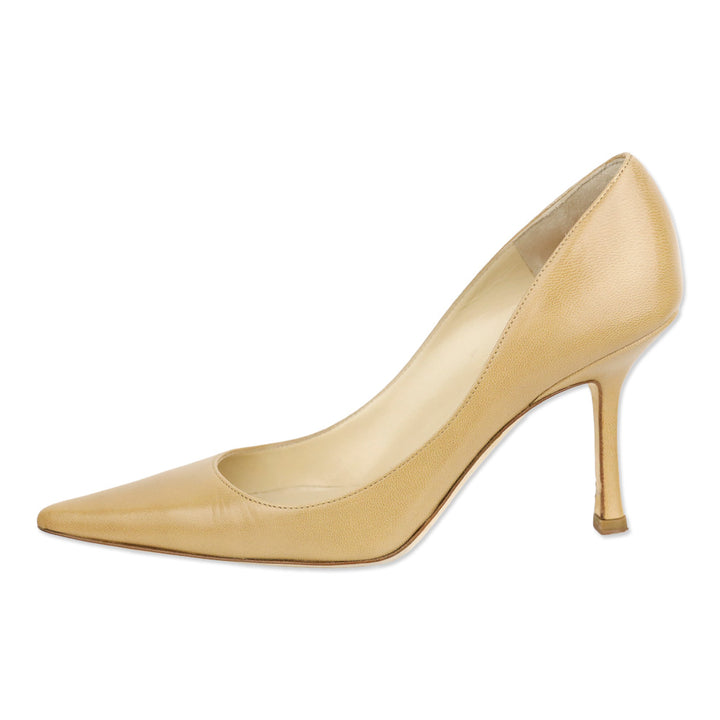 Jimmy Cho Tan Leather Pointed Toe Pumps