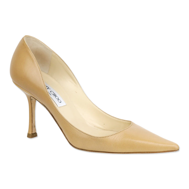 Jimmy Cho Tan Leather Pointed Toe Pumps